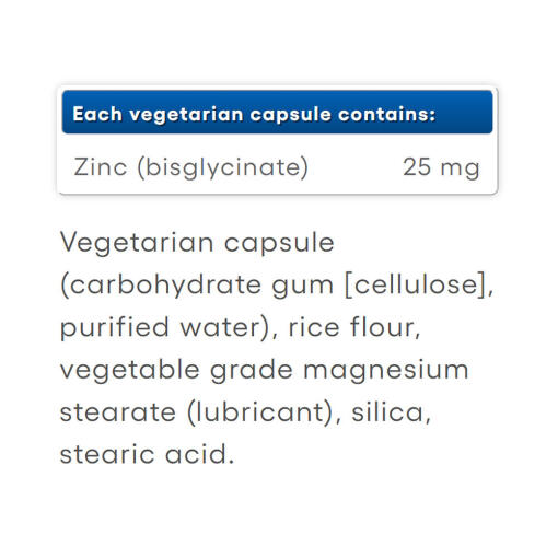Natural Factors - Zink Bisglycinat, 25 mg (120 kapslar) - Bild 2