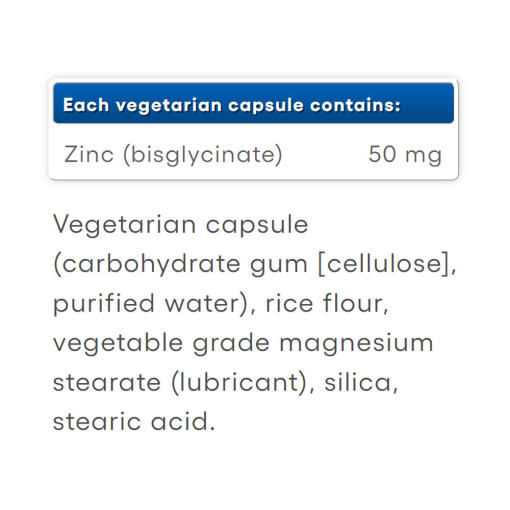 Natural Factors - Zink Bisglycinat, 50 mg (120 kapslar) - Bild 2