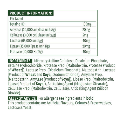 Natures Aid - Digestive Enzyme Complex, 60 tabletter - Bild 2