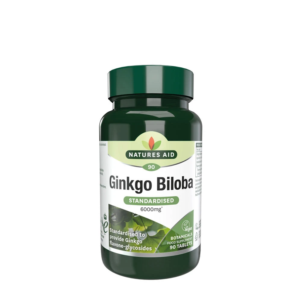 Natures Aid - Ginkgo Biloba Standardiserad, 120 mg (90 tabletter) | Hälsa och välbefinnandeHälsokostÖrter och växtbaserade preparat | Apoteka