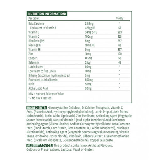 Natures Aid - Lutein Eye Complex, 30 tabletter - Bild 2