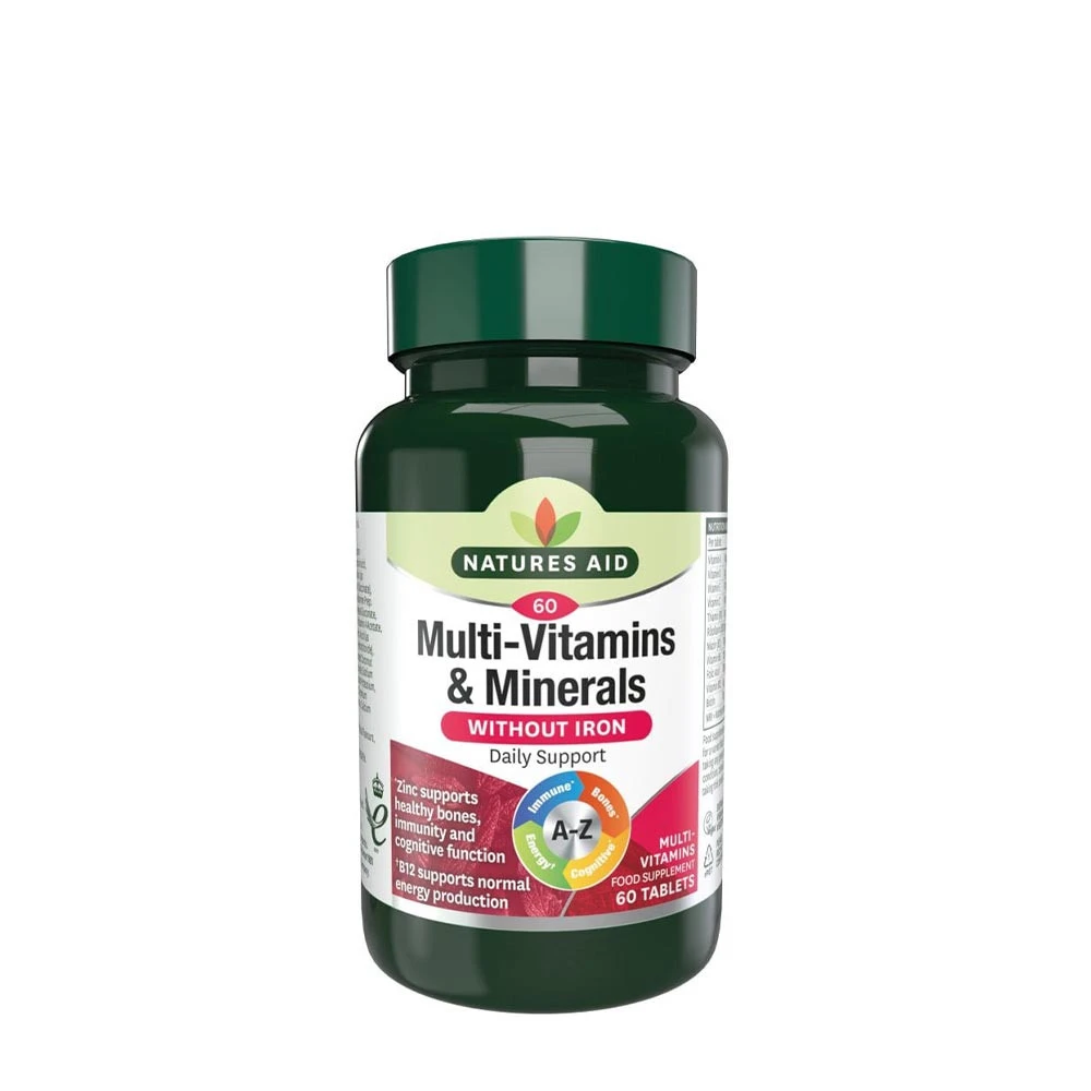 Natures Aid - Multi-Vitaminer & Mineraler utan Järn, 60 tabletter | MultivitaminerHälsokost | Apoteka