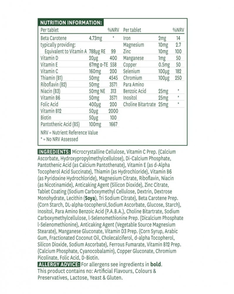 Natures Aid - Quantum Multivitaminer & Mineraler, 30 tabletter - Bild 2