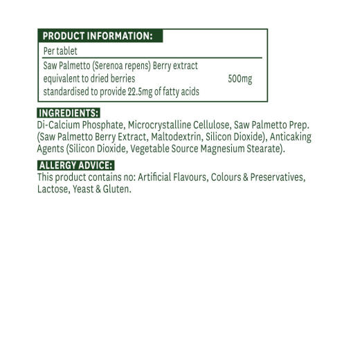 Natures Aid - Saw Palmetto Standardiserad, 500 mg (90 tabletter) - Bild 2