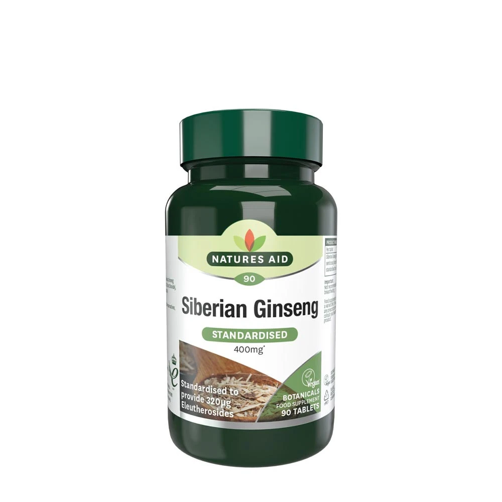 Natures Aid - Siberisk Ginseng Standardiserad, 400 mg (90 Tabletter) | HälsokostGinsengÖrter och växtbaserade preparat | Apoteka