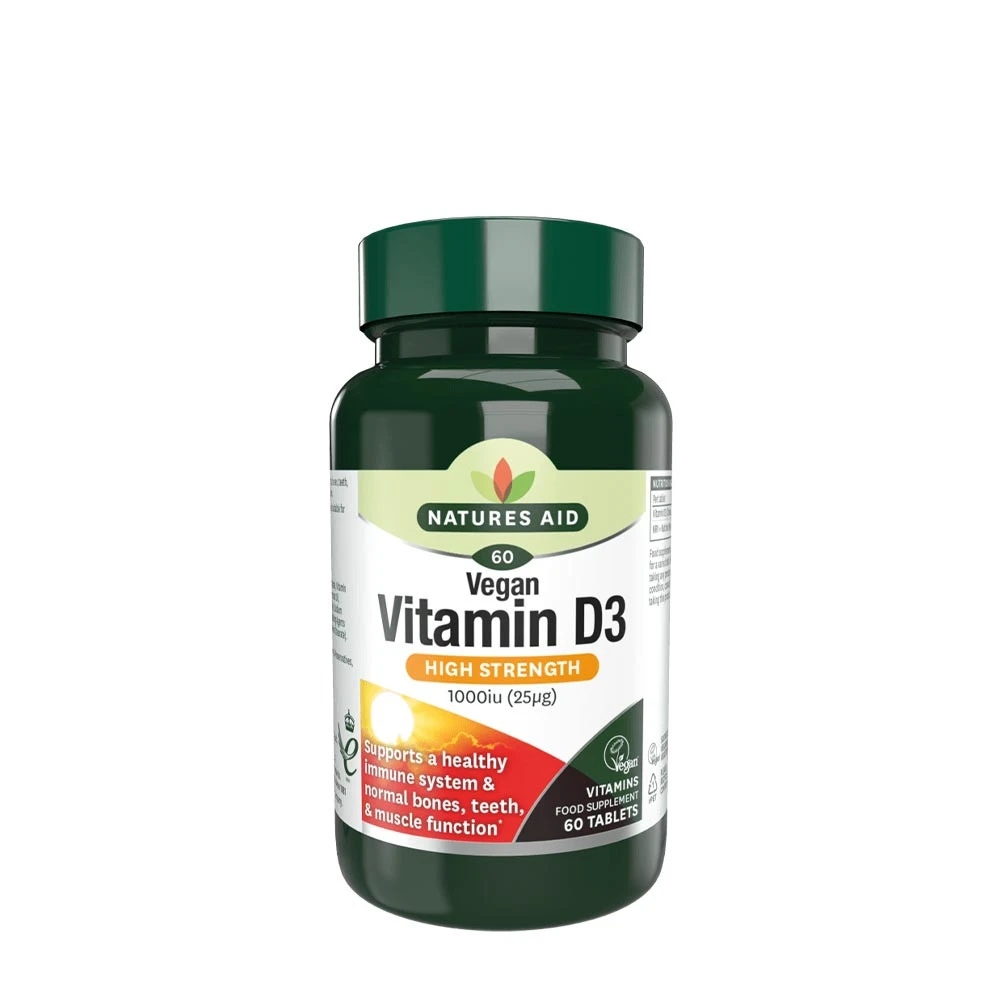 Natures Aid - Vitamin D3 1000 IU Vegan, 60 tabletter