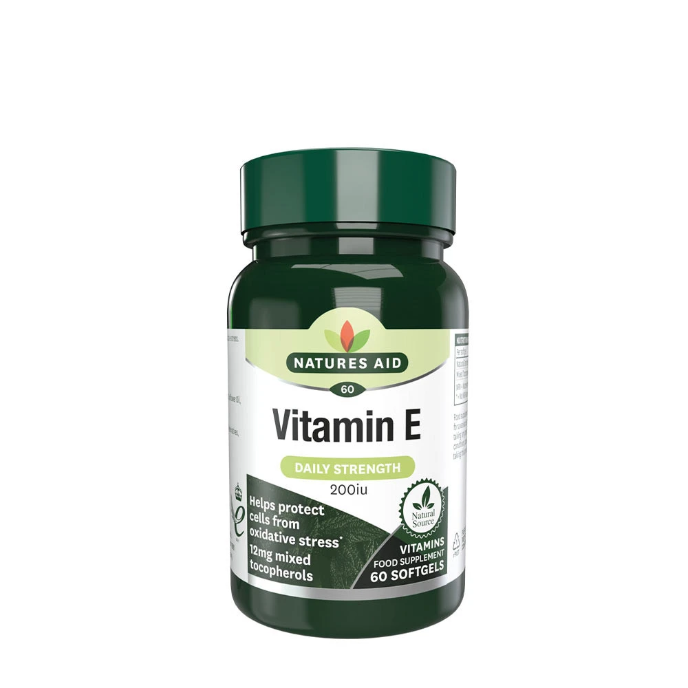 Natures Aid - Vitamin E 200 IU, 60 mjukkapslar | Vitaminer och MineralerVissa vitaminerHälsokostVitamin E | Apoteka
