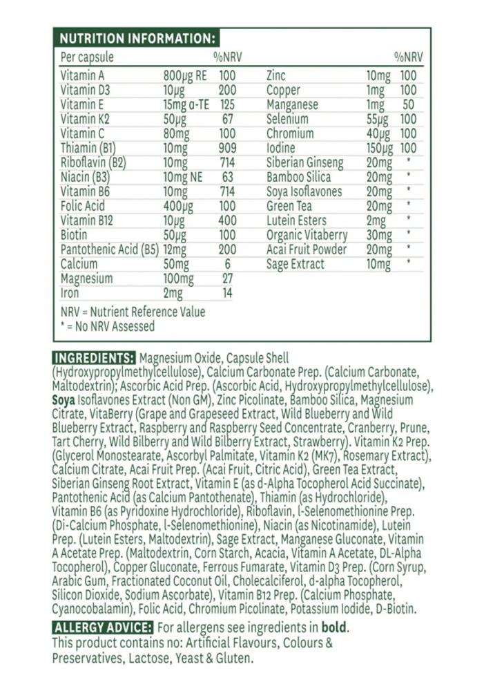 Natures Aid - Kvinnor 50+ Multivitaminer & Mineraler, 30 Kapslar - Bild 2