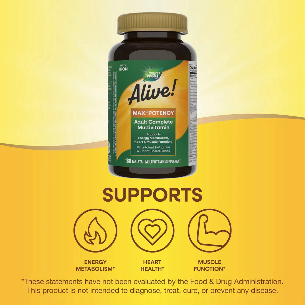 Nature's Way - Alive! Max3 Potency Multivitamin, 180 tabletter - Bild 11