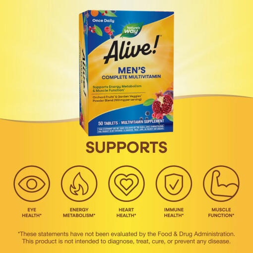 Nature's Way - Alive! Komplett Multivitamin för Män, 130 Tabletter - Bild 6