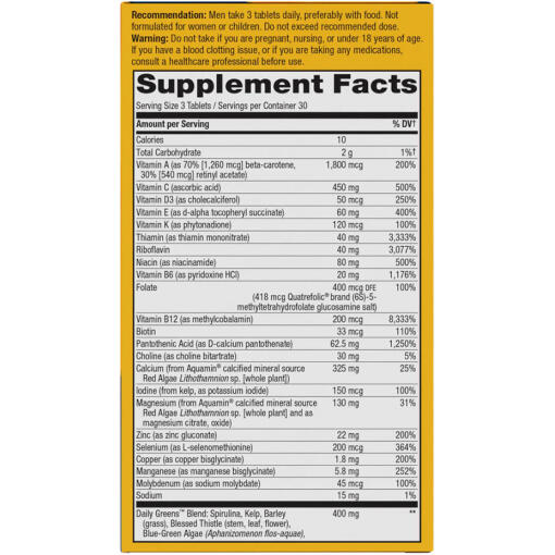 Nature's Way - Alive! Men's Max3 Daglig Multivitamin, 90 Tabletter - Bild 2