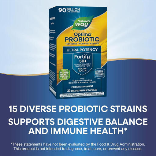 Natures Way - Fortify Optima Age 50+ Probiotika, 90 miljarder CFU (30 kapslar) - Bild 9