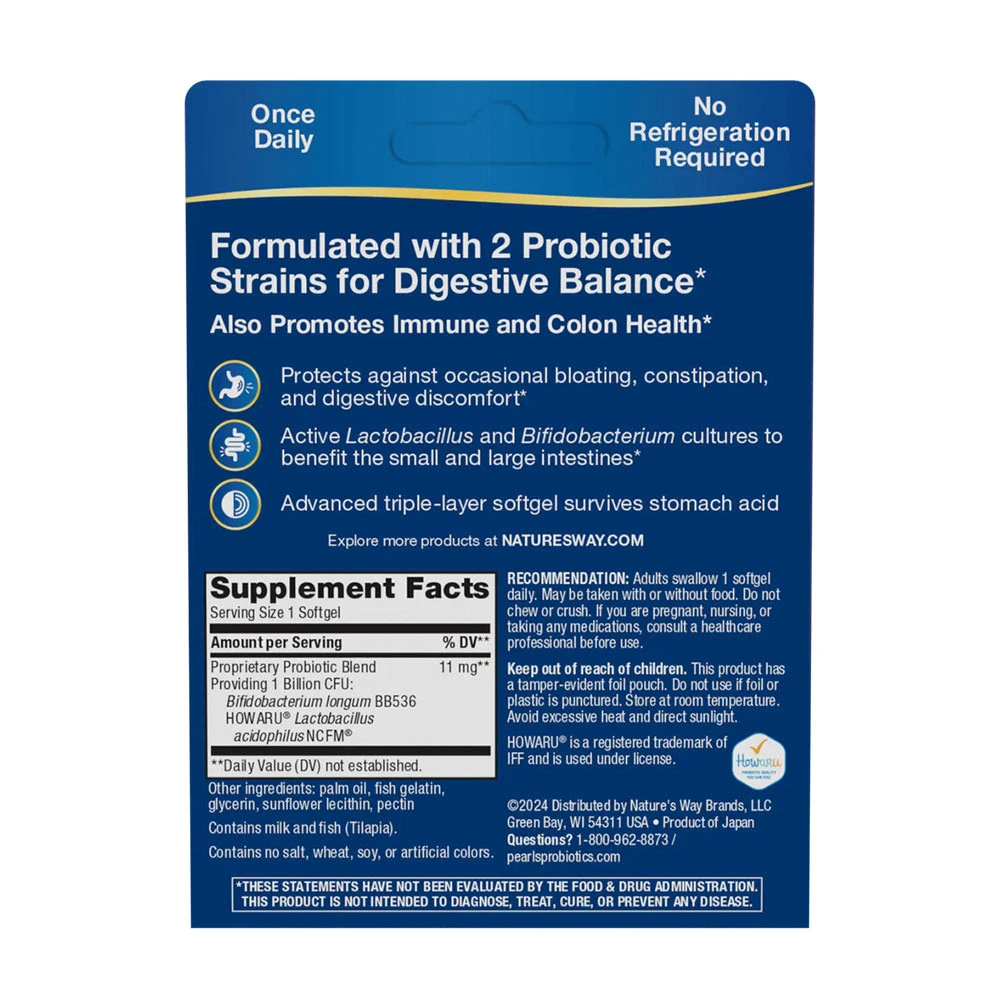 Natures Way - Probiotic Pearls Acidophilus, 30 mjukkapslar - Bild 2