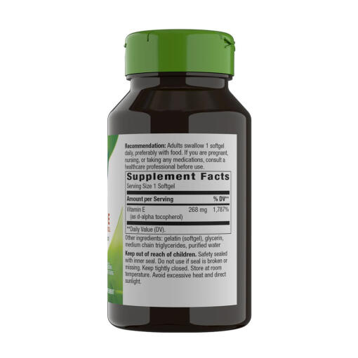 Natures Way - Vitamin E D-Alpha Tocopherol, 100 mjukkapslar - Bild 4