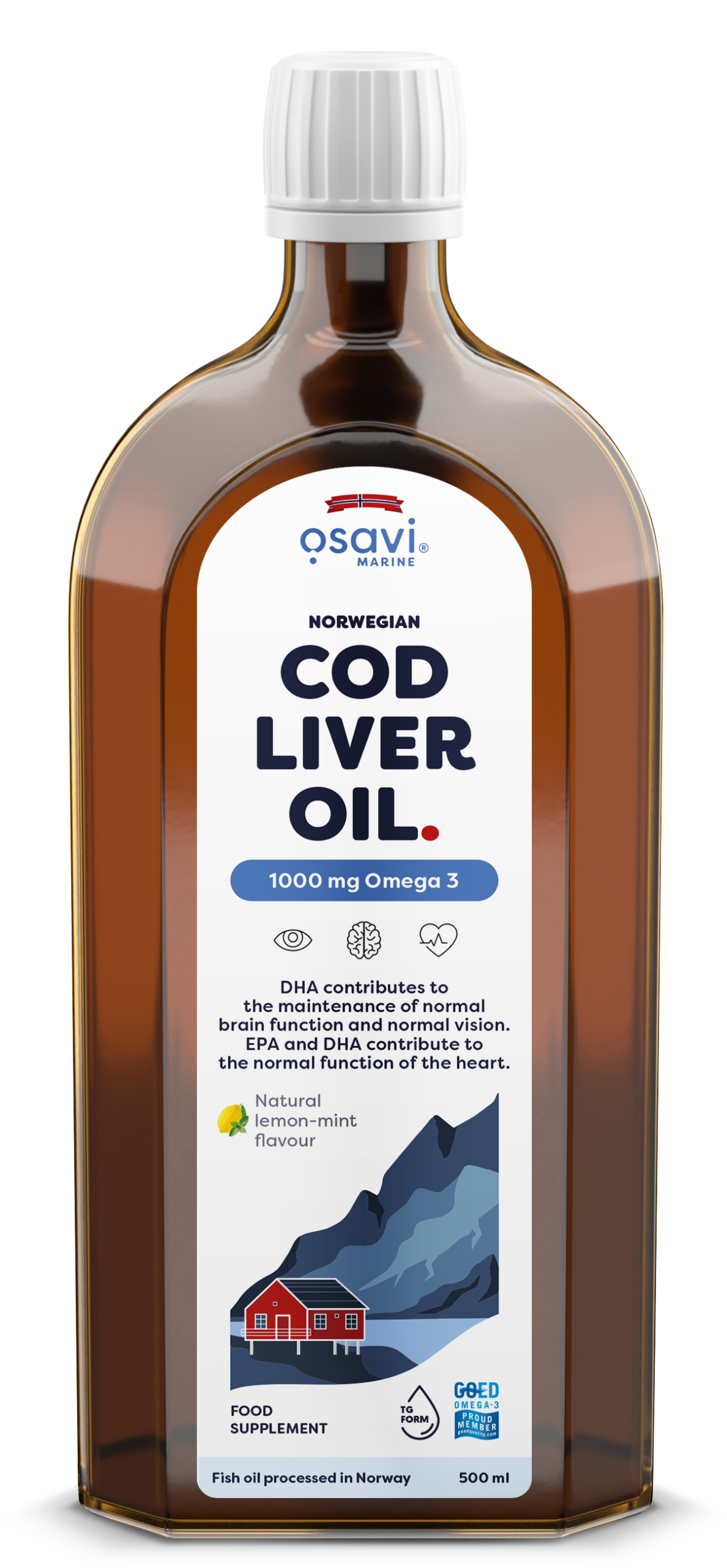 Osavi - Norsk Torskleverolja, 1000 mg Omega 3 (Citron-Mint) - 500 ml | Vitaminer och MineralerHälsa och välbefinnandeOmega och fiskoljaHälsokostOmega & Näringsoljor | Apoteka