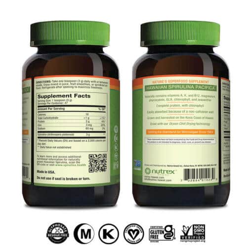 Nutrex - Hawaiiansk Spirulina, 100% veganskt pulver 142g - Bild 3