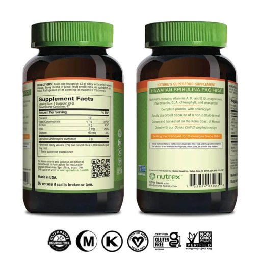 Nutrex - Hawaiiansk Spirulina, 100% veganskt pulver 142g - Bild 3