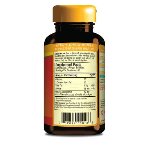 Nutrex - Vegan Astin Hawaiian Astaxanthin, 4 mg, 120 vegetabiliska kapslar - Bild 3
