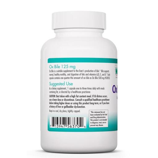 Nutricology - Oxgalla, 125 mg, 180 veg. kapslar - Bild 3