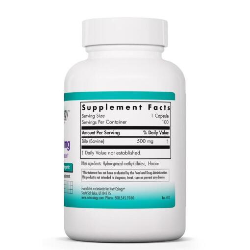 Nutricology - Oxgalla, 500 mg, 100 vegetabiliska kapslar - Bild 4