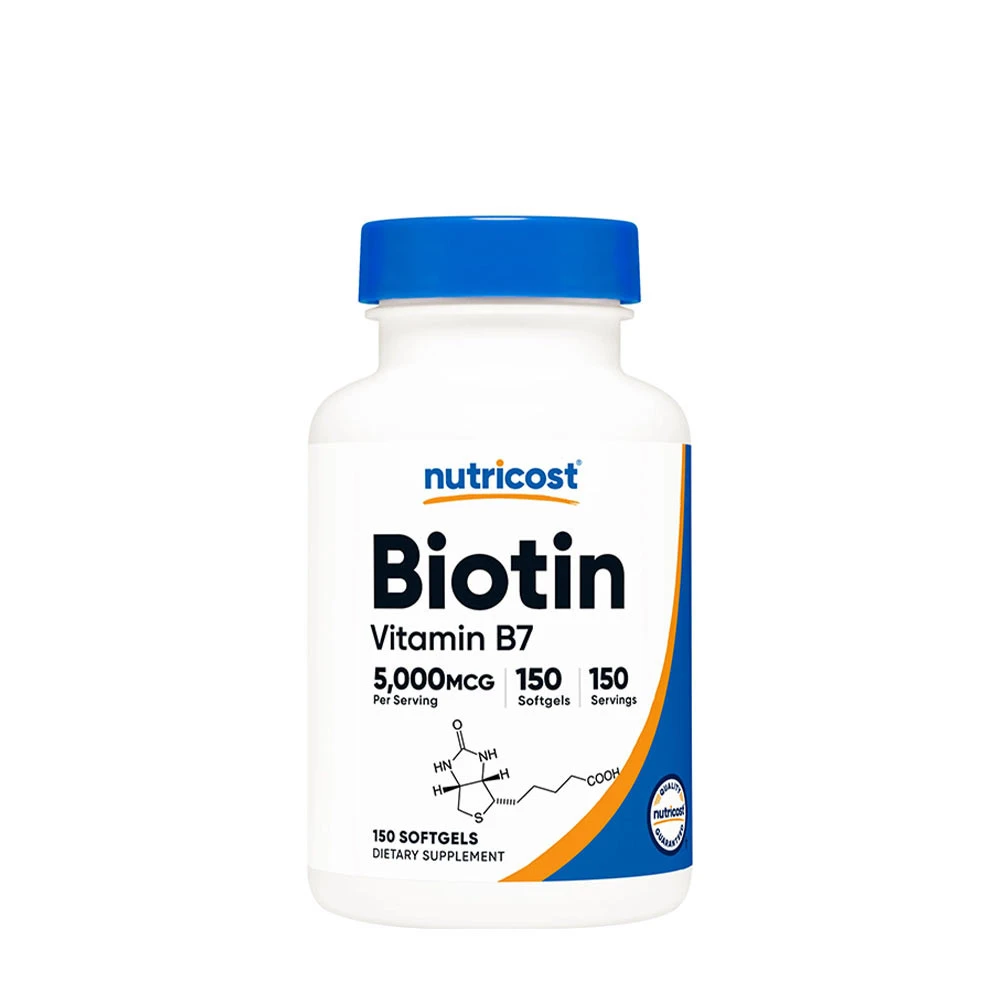 Nutricost - Biotin med Kokosolja, 5000 mcg (150 Mjukkapslar) | HälsokostBiotin | Apoteka
