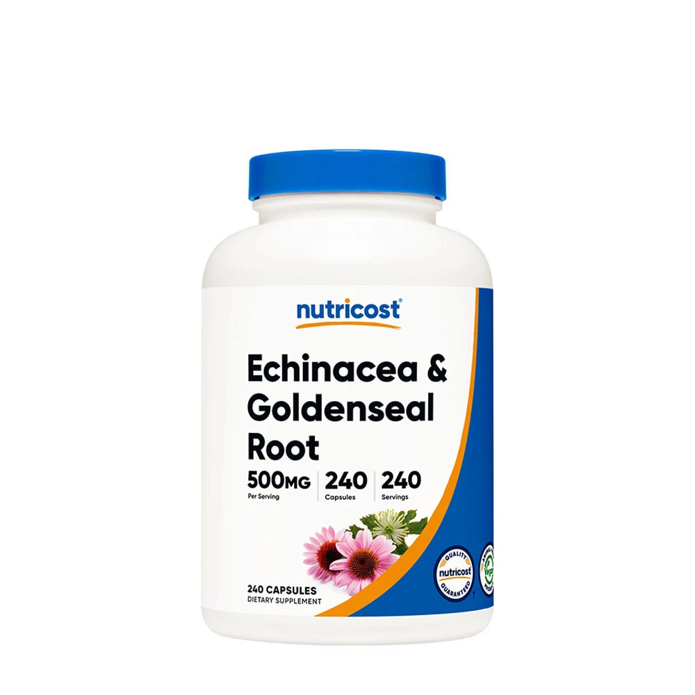 Nutricost - Echinacea & Guldsigelrot, 500 mg, 240 Kapslar | ÖrttillskottImmunförsvaretHälsokostÖrter och växtbaserade preparat | Apoteka