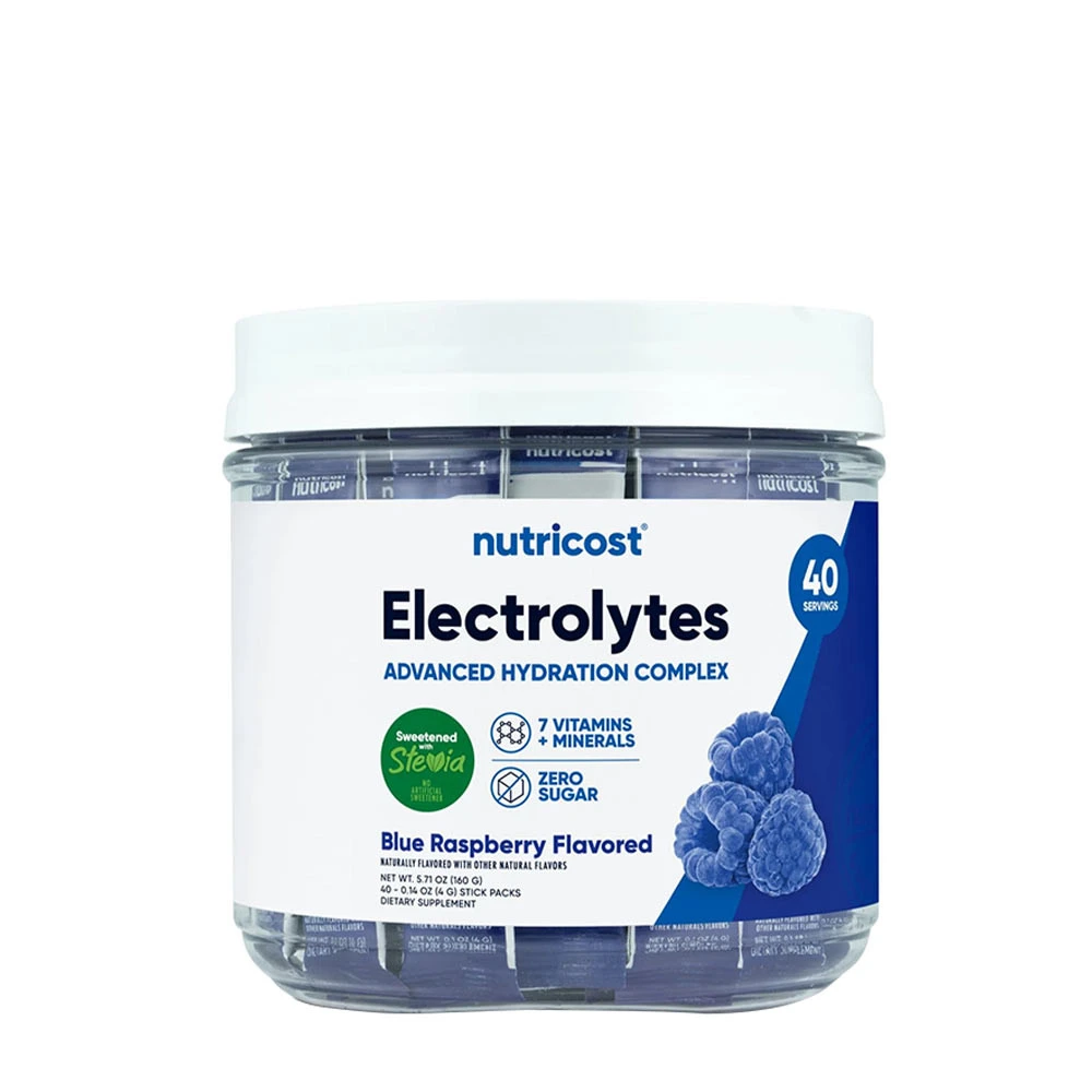 Nutricost - Elektrolyter Hydrationsstickor, 156 g, Blå Hallon | HälsokostÅterhämtning efter träningFitness och träning | Apoteka