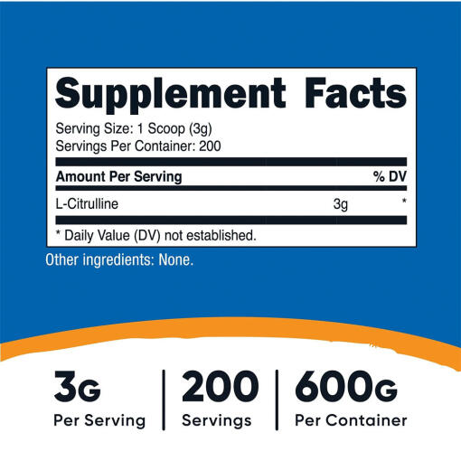 Nutricost - L-Citrullinpulver, 600 g - Bild 2