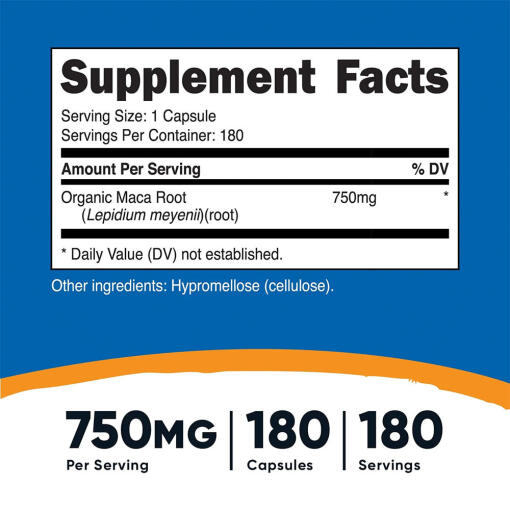 Nutricost - Macarot, 750 mg, 180 kapslar - Bild 2