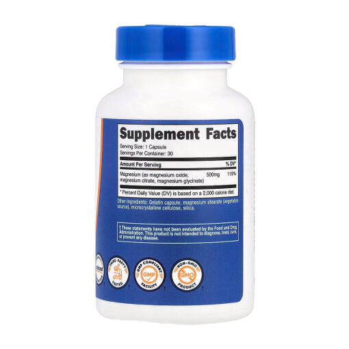 Nutricost - Magnesiumkomplex, 500 mg, 30 kapslar - Bild 2
