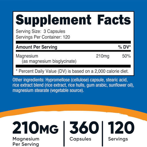 Nutricost - Magnesiumglycinat, 210 mg, 360 kapslar - Bild 2