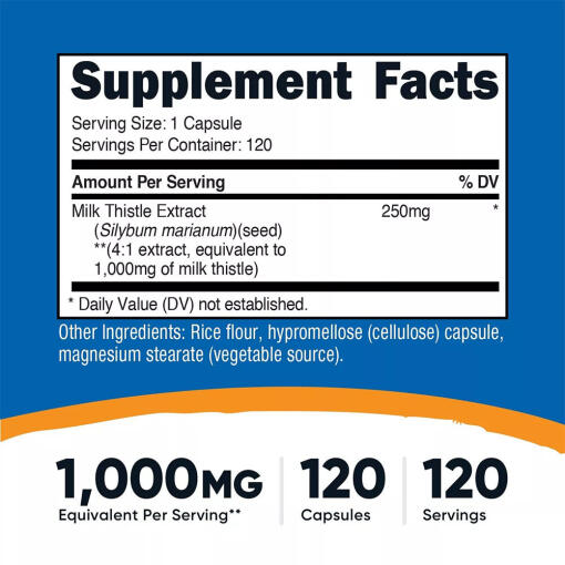 Nutricost - Mjölktistel 1000 mg, 120 kapslar - Bild 2