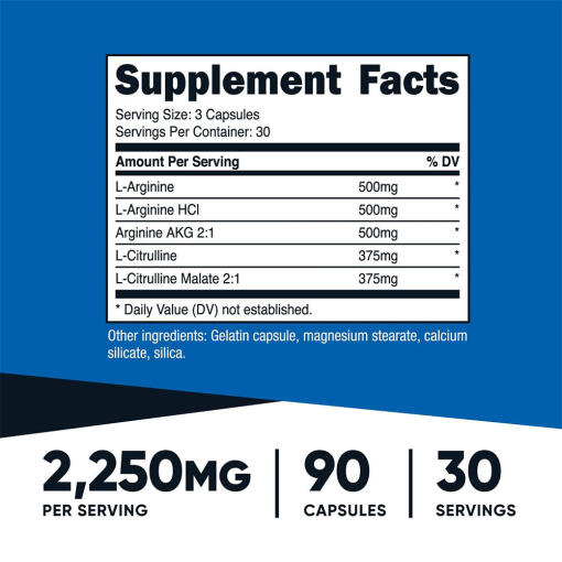 Nutricost - Nitric Oxide Booster, 750 mg, 90 kapslar - Bild 2