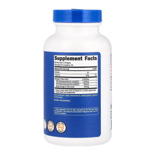 Nutricost - Omega-3, 2500 mg, 90 kapslar - Bild 2