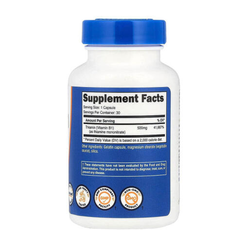 Nutricost - Vitamin B1 Tiamin, 500 mg, 30 kapslar - Bild 2