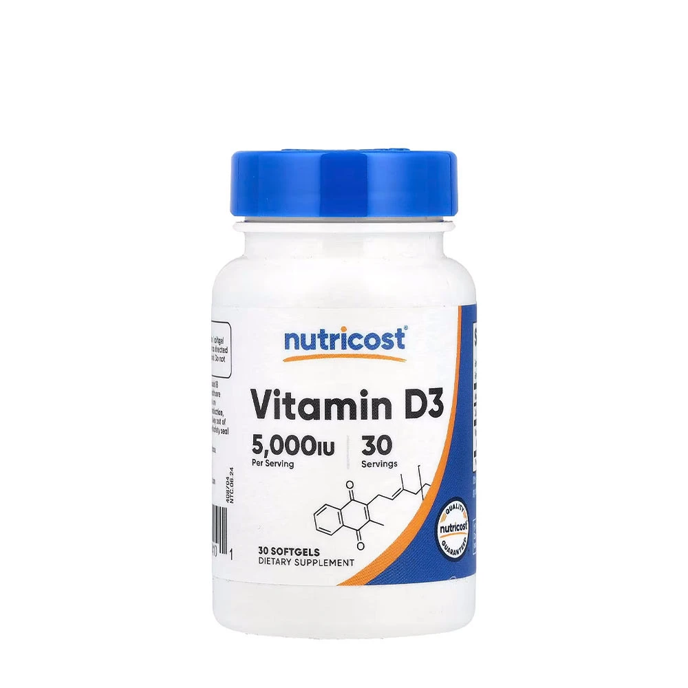 Nutricost - Vitamin D3, 5000 IE, 30 mjukkapslar