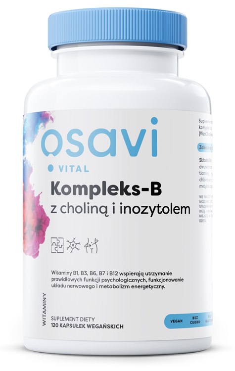 Osavi - B-Komplex med kolin & inositol, 120 vegetabiliska kapslar | Vitaminer och MineralerVissa vitaminerB-vitaminNiacinFolsyra | Apoteka