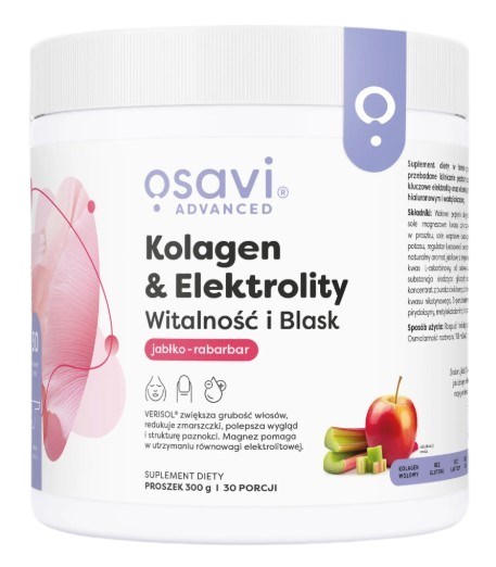 Osavi - Kollagen och Elektrolyter Vitalitet och Lyster, äpple-rabarber (300 g) | Vitaminer och MineralerKollagenVitalitet | Apoteka