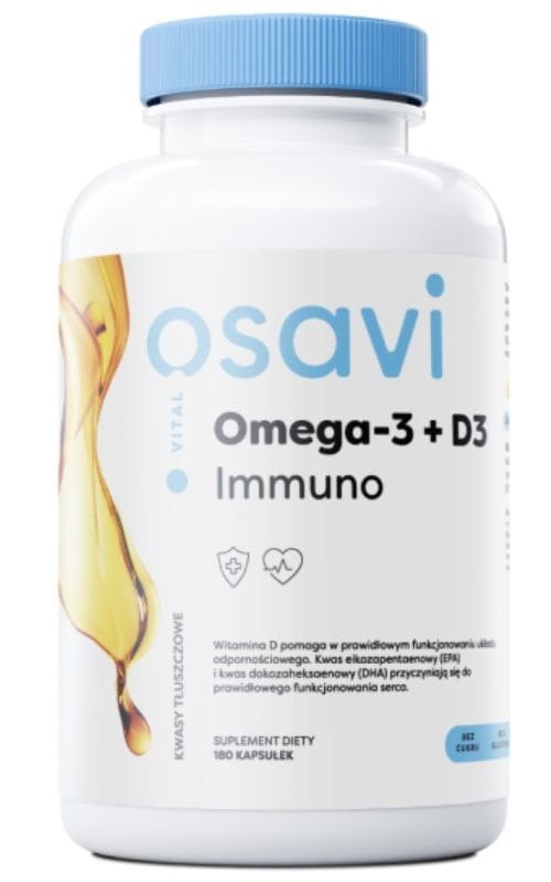 Osavi - Omega-3 + D3 Immuno, 180 kapslar | Vitaminer och MineralerD-vitaminOmegas - EFA - CLA - oljorOmega och fiskoljaImmunförsvaretOmega & Näringsoljor | Apoteka