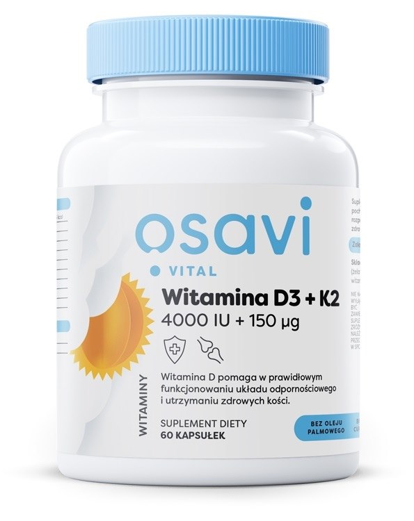 Osavi - Vitamin D3 + K2, 4000 IE + 150 mcg, 60 kapslar | Vitaminer och MineralerVissa vitaminerD-vitaminK-vitamin | Apoteka