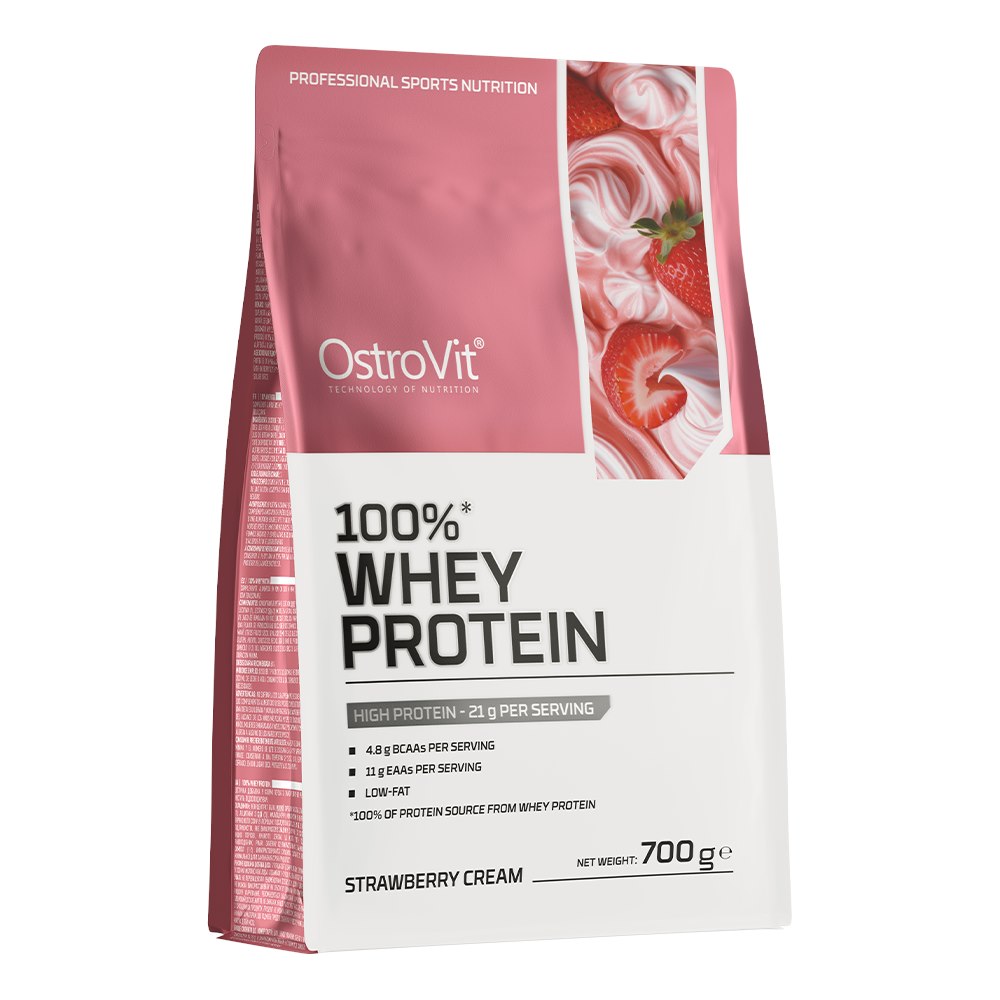 OstroVit - 100% Vassleprotein, jordgubbsgrädde, 700 g | Vitaminer och MineralerProteinerVassleprotein | Apoteka