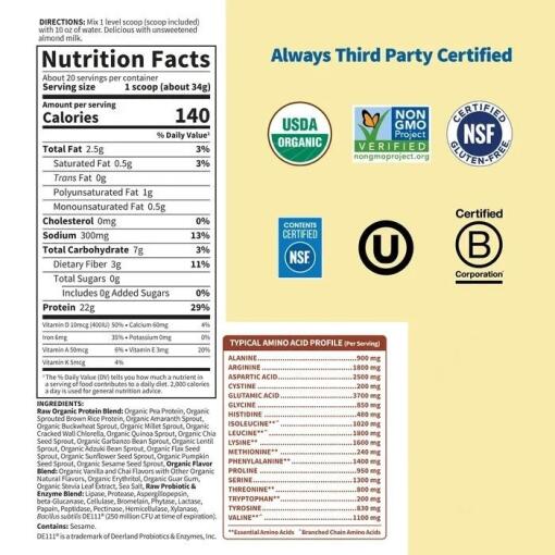 Garden of Life - Ekologiskt RAW Protein, 560-660 gram - Bild 4