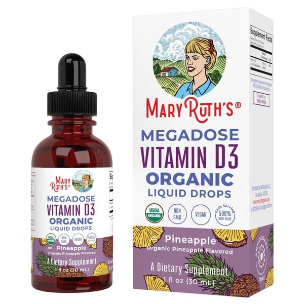 MaryRuth Organics - Ekologiska Megadose Vitamin D3 Flytande Droppar, Ananas, 30 ml | Veganska produkterHälsa och välbefinnandeD-vitaminHälsokost | Apoteka