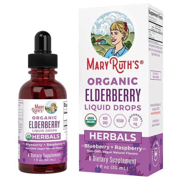MaryRuth Organics - Ekologiska flytande droppar av fläderbär, blåbär och hallon, 30 ml | Veganska produkterHälsa och välbefinnandeHälsokostÖrter och växtbaserade preparat | Apoteka