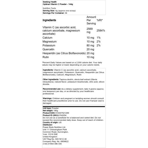 Seeking Health - Optimalt C-vitaminpulver, 144g - Bild 2