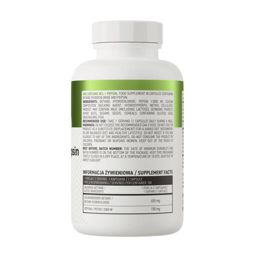 OstroVit - Betain HCL + Pepsin, 100 kapslar - Bild 2