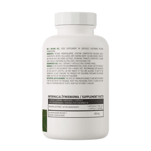 OstroVit - Betain HCL Vege, 90 kapslar - Bild 2