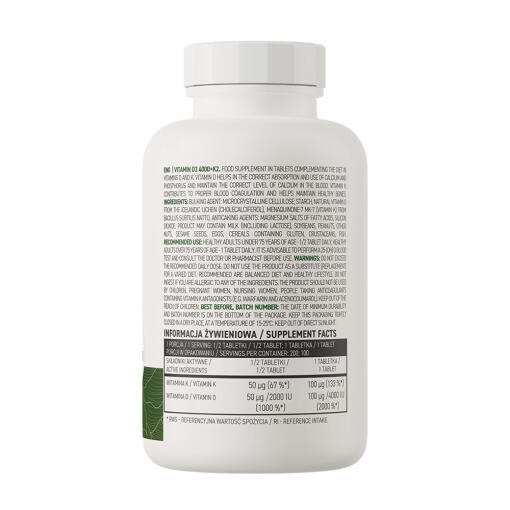 OstroVit - D3 4000 IU + K2 VEGE, 100 tabletter - Bild 2