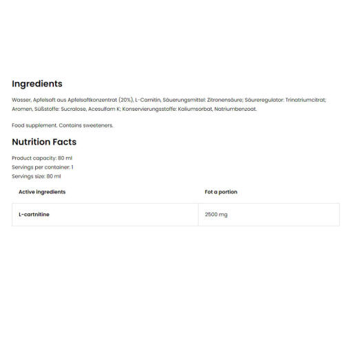 OstroVit - L-karnitin SHOT, 80 ml, Grapefrukt Citron Lime - Bild 5