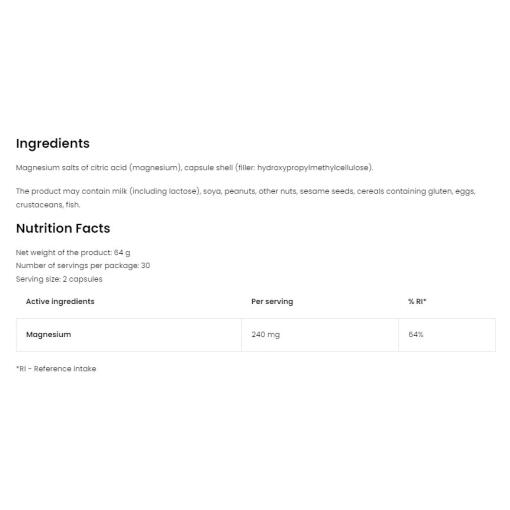 OstroVit - Pharma Magnesium Citrate, 60 kapslar - Bild 2